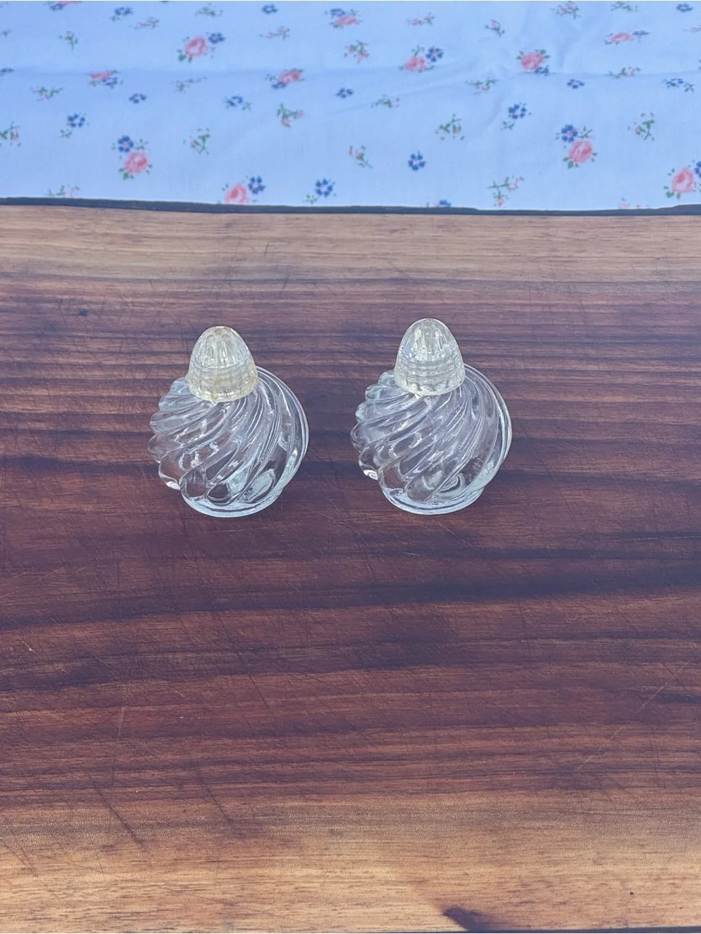 Vintage Irice Swirl Glass Salt & Pepper Shakers